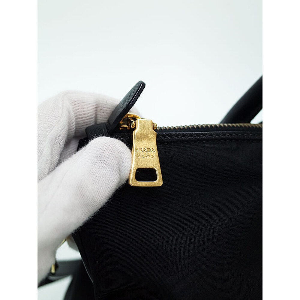 Prada Tessuto Saffiano Leather Tote Shoulder Bag black - Picture 7 of 9